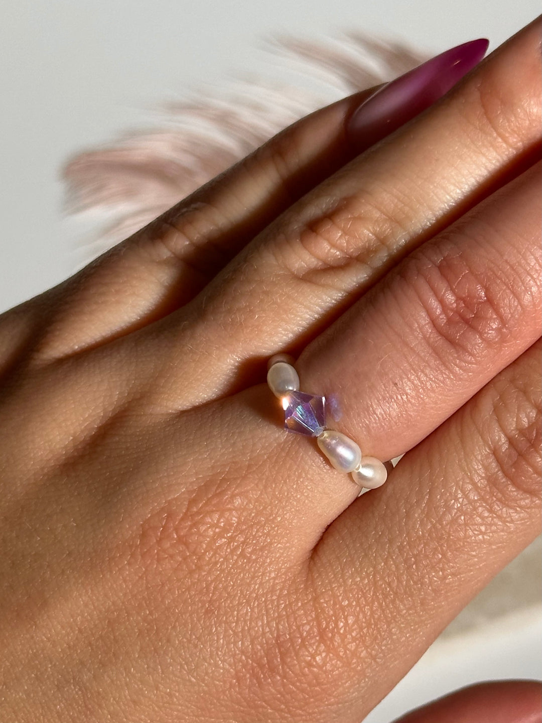 Lilac Swarovski White Pearl Ring1