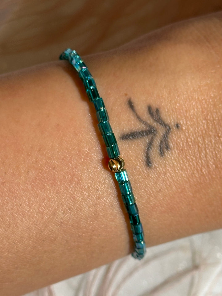 Teal Blue Glass Bracelet