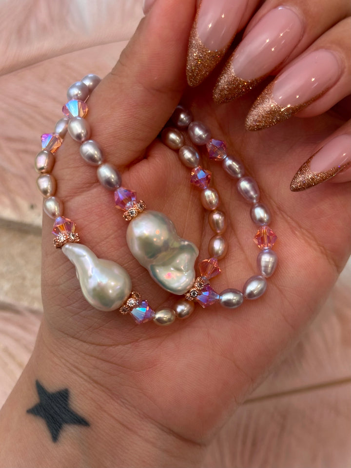 Swarovski & H.Q. Akoya Baroque & Lilac Pearl Bracelet