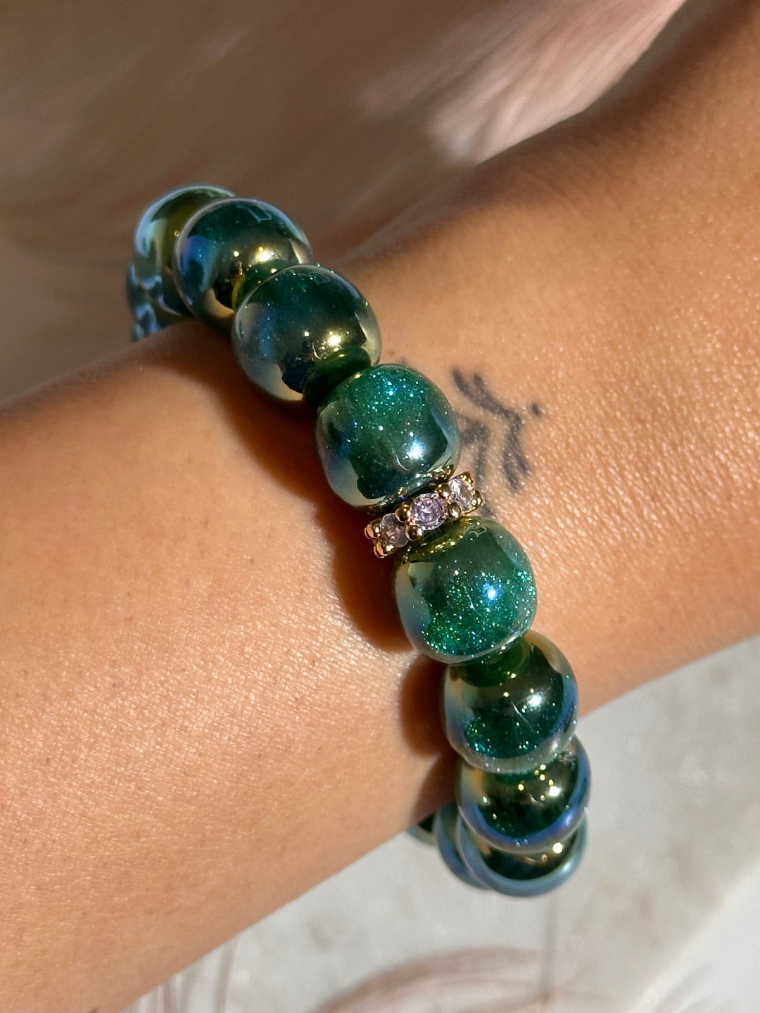 Emerald Green Glitter Bracelet