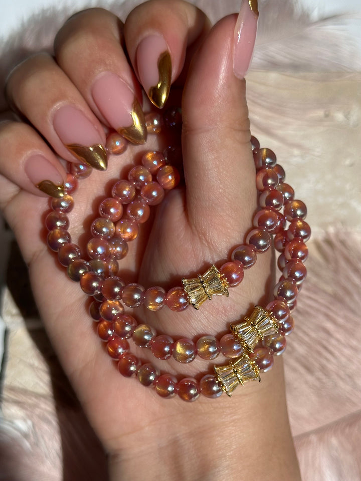 Golden Coral Glitter Bracelet