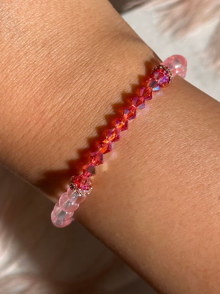 Pink Topaz & Swarovski Bracelet