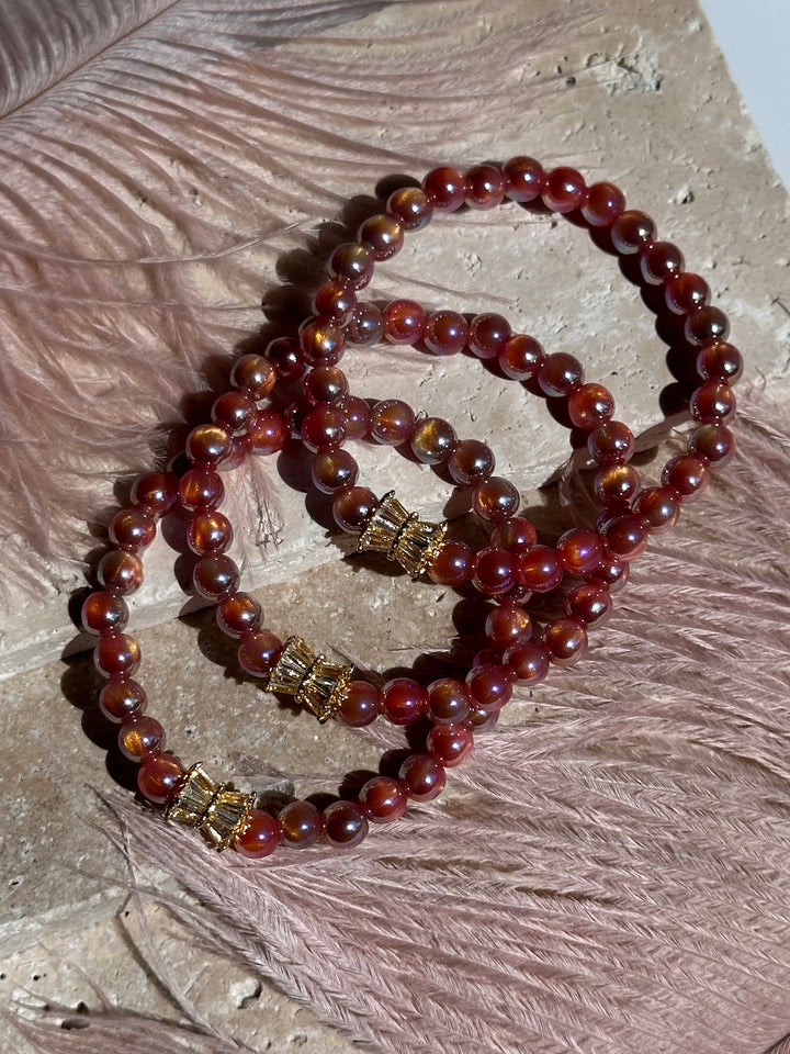 Golden Coral Glitter Bracelet