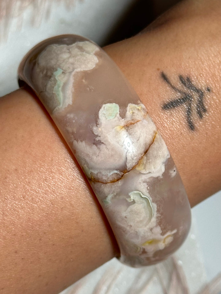 Flower Agate Bangle Bracelet