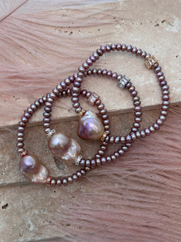 H.Q. Pink Baroque Pearls Bracelet