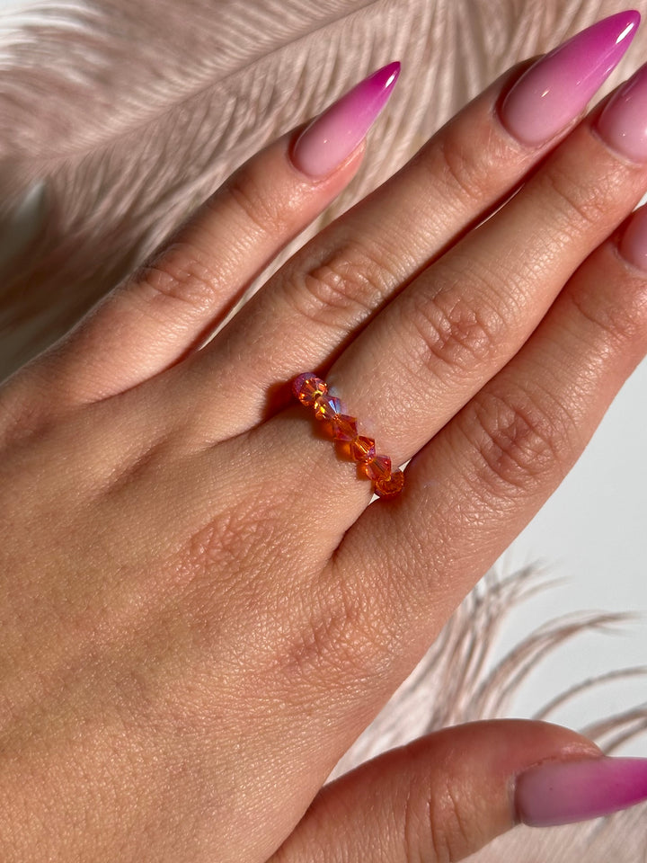 Coral Pink Swarovski Ring