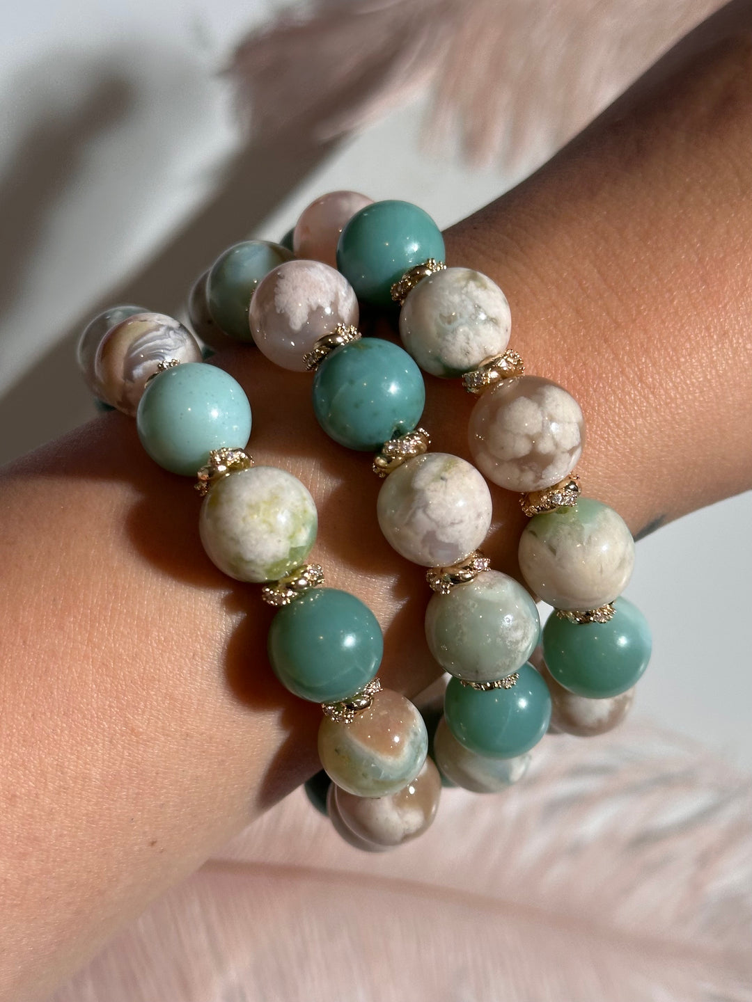 Green Flower Agate Bracelet