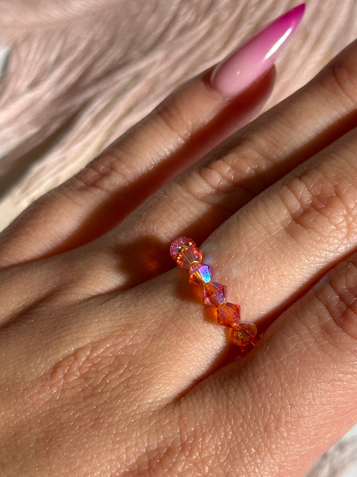 Coral Pink Swarovski Ring