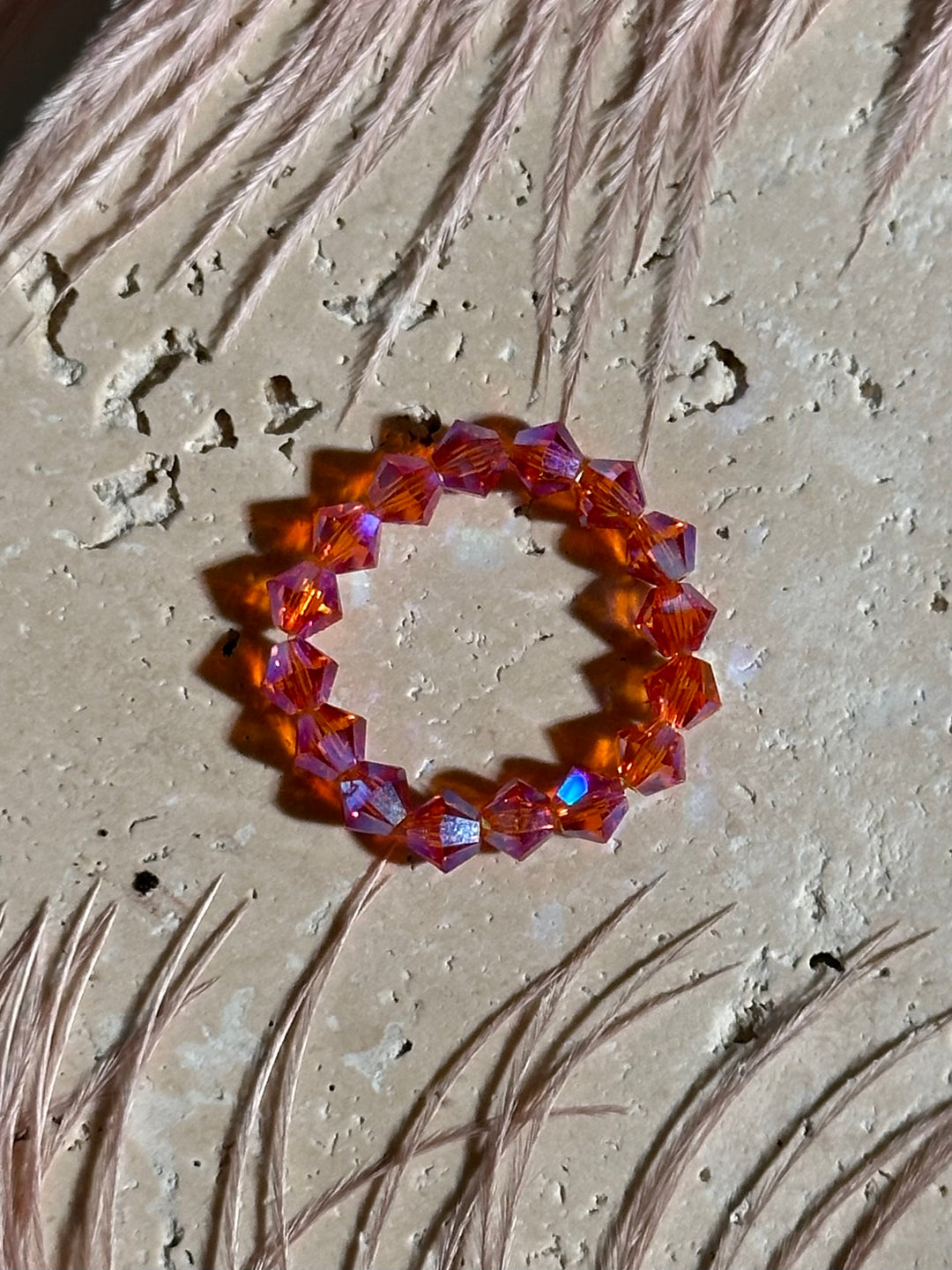 Coral Pink Swarovski Ring