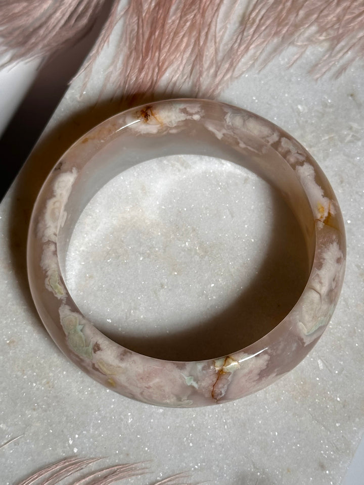 Flower Agate Bangle Bracelet
