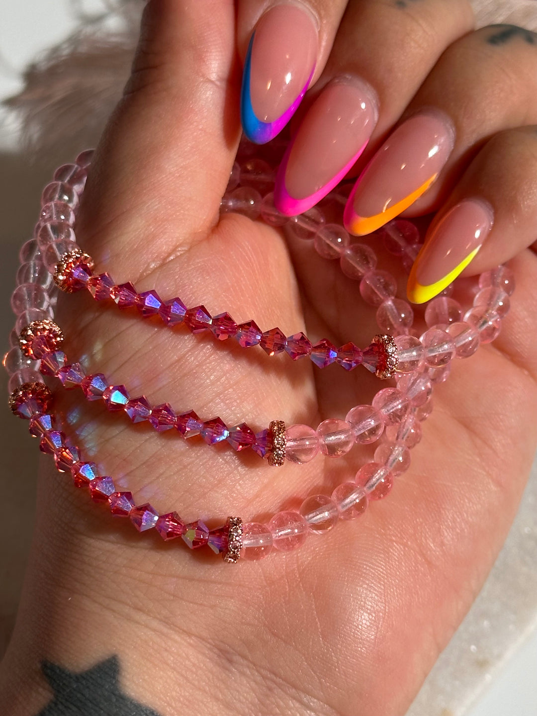 Pink Topaz & Swarovski Bracelet