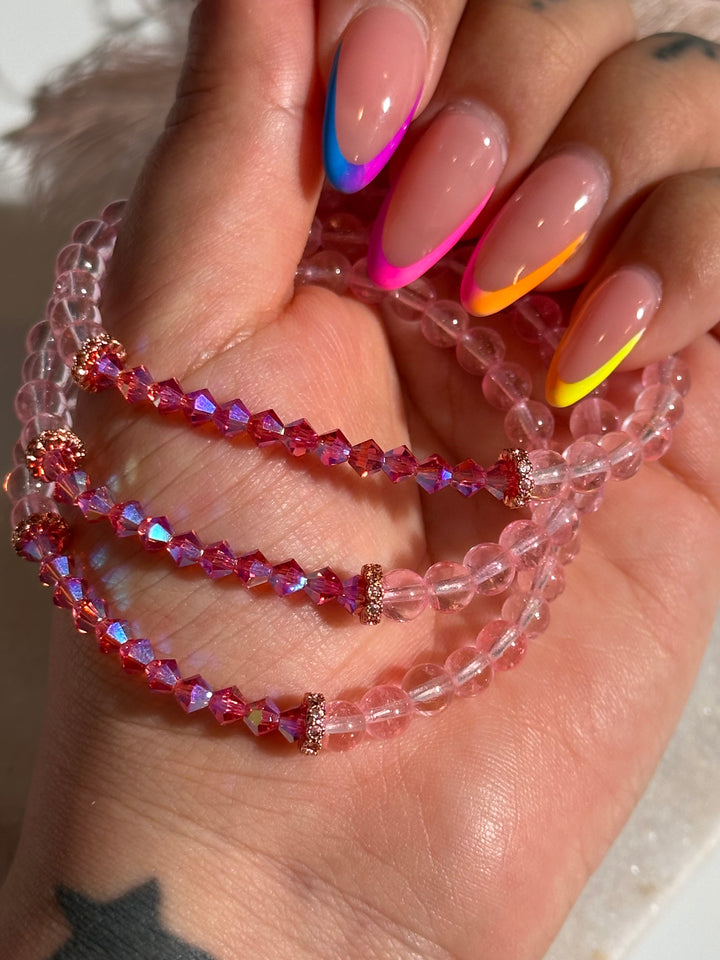 Pink Topaz & Swarovski Bracelet
