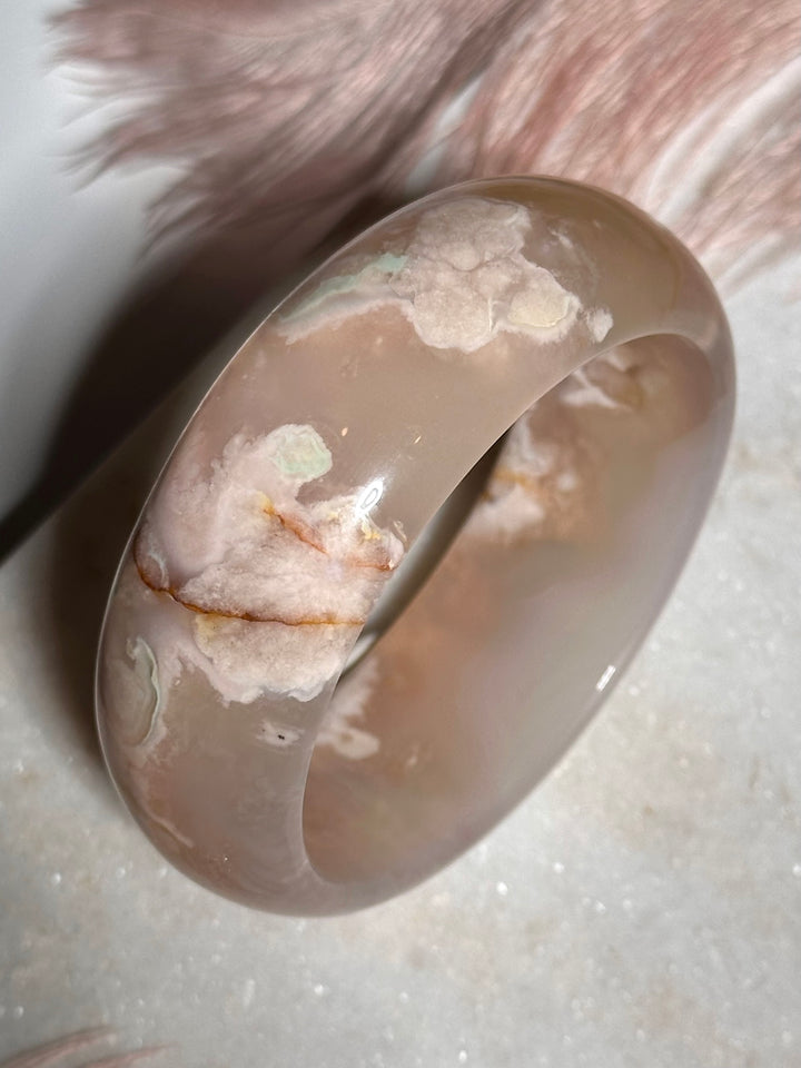 Flower Agate Bangle Bracelet
