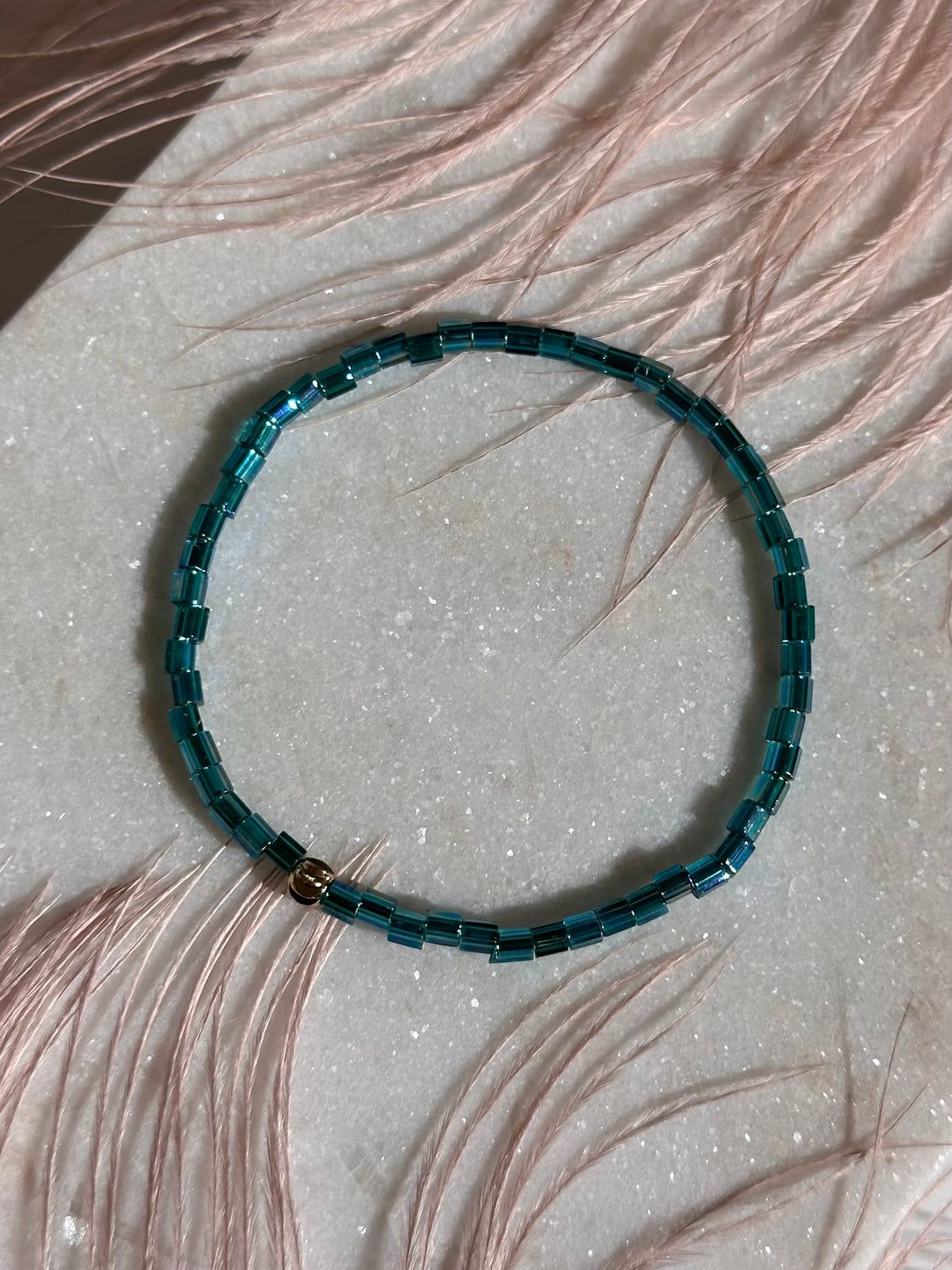 Teal Blue Glass Bracelet