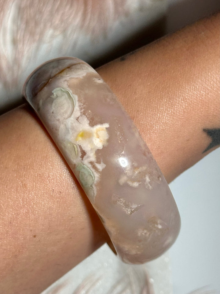 Flower Agate Bangle Bracelet
