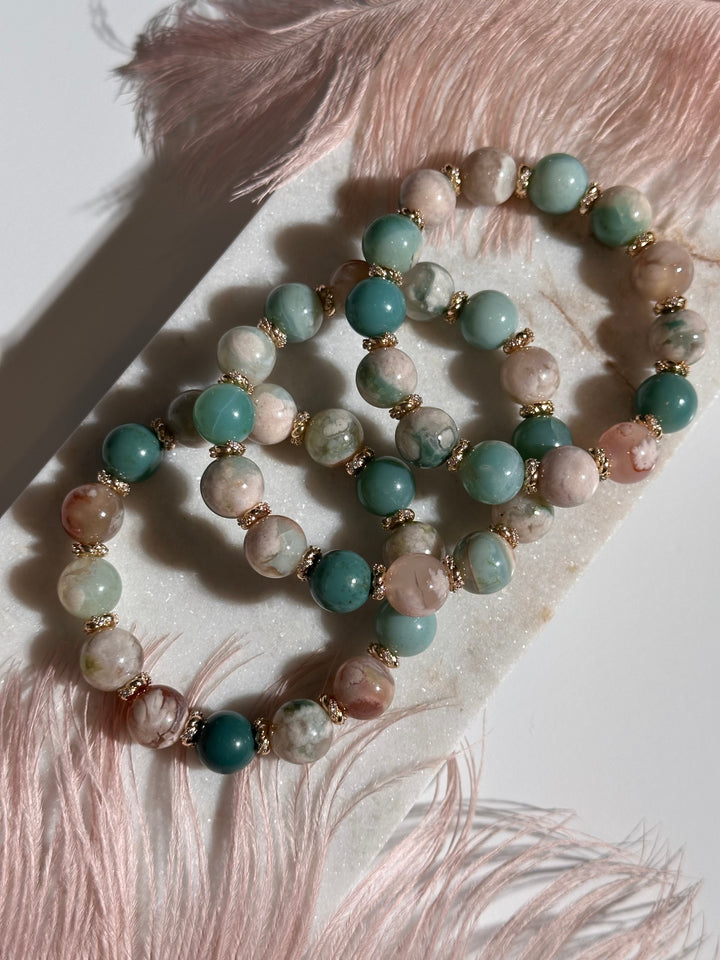 Green Flower Agate Bracelet