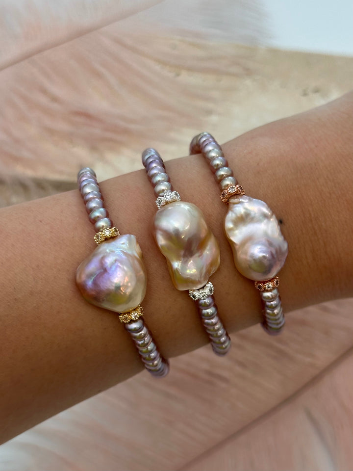 H.Q. Pink Baroque Pearls Bracelet