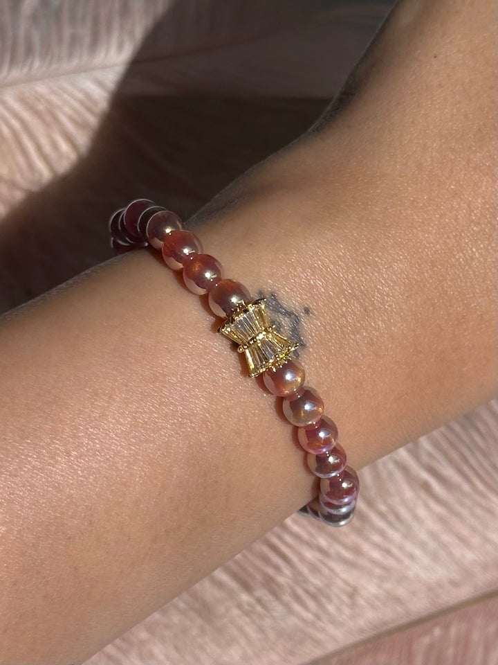 Golden Coral Glitter Bracelet