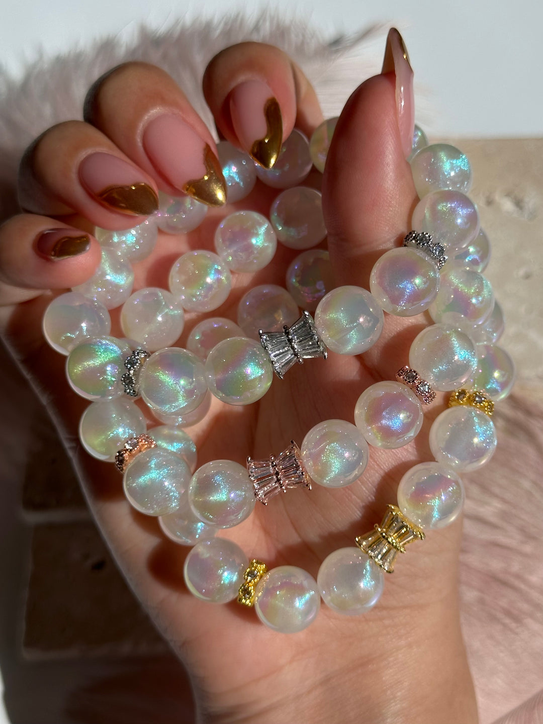 Pearly White Glitter Bracelet
