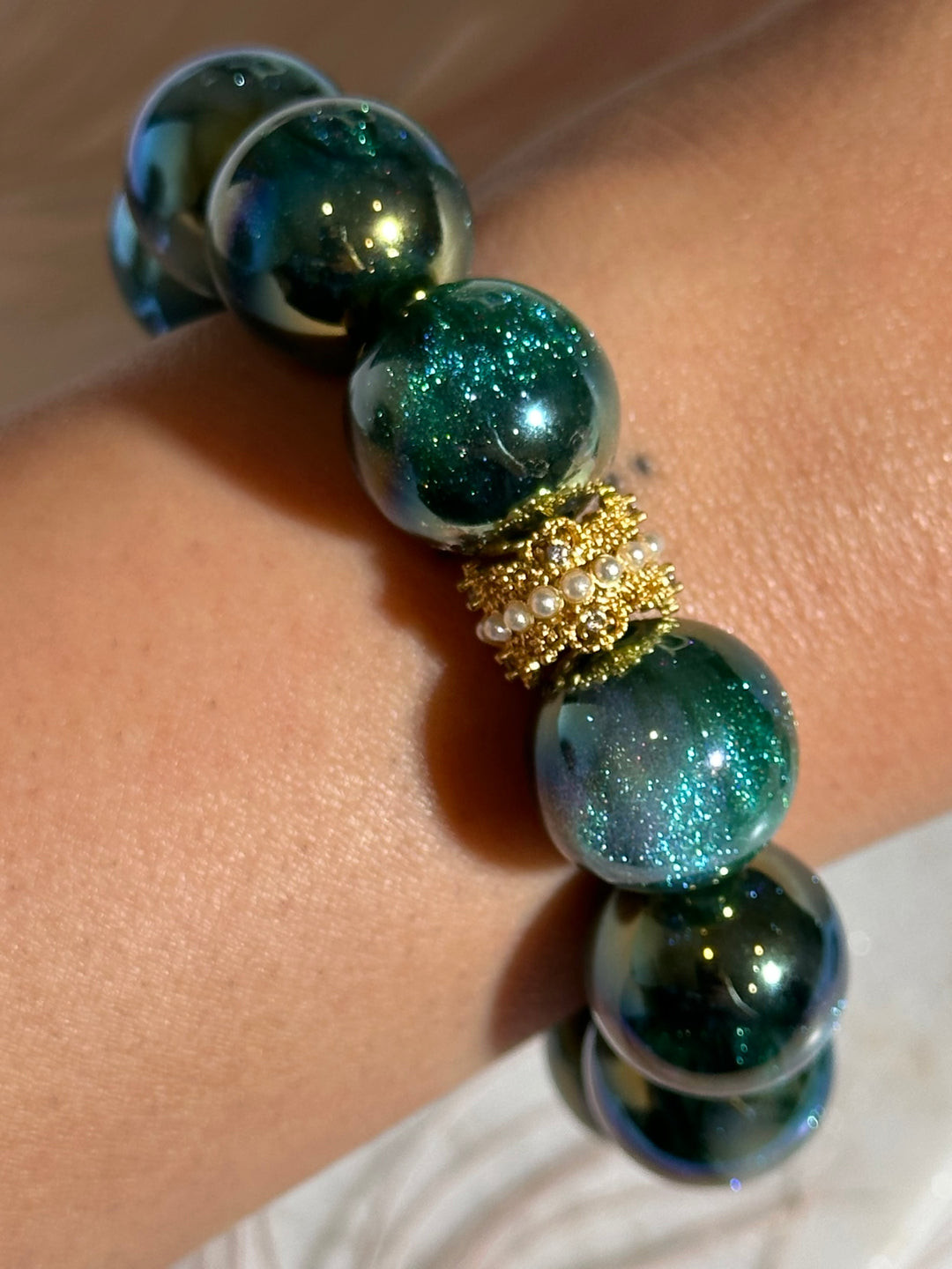 Emerald Green Glitter Bracelet