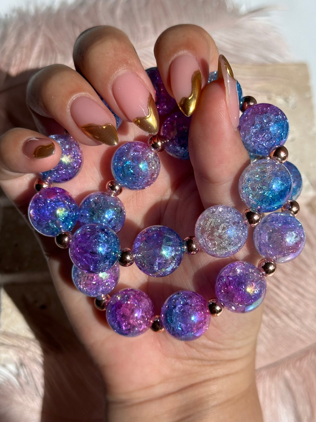 Pink & Blue Crackle Bracelet