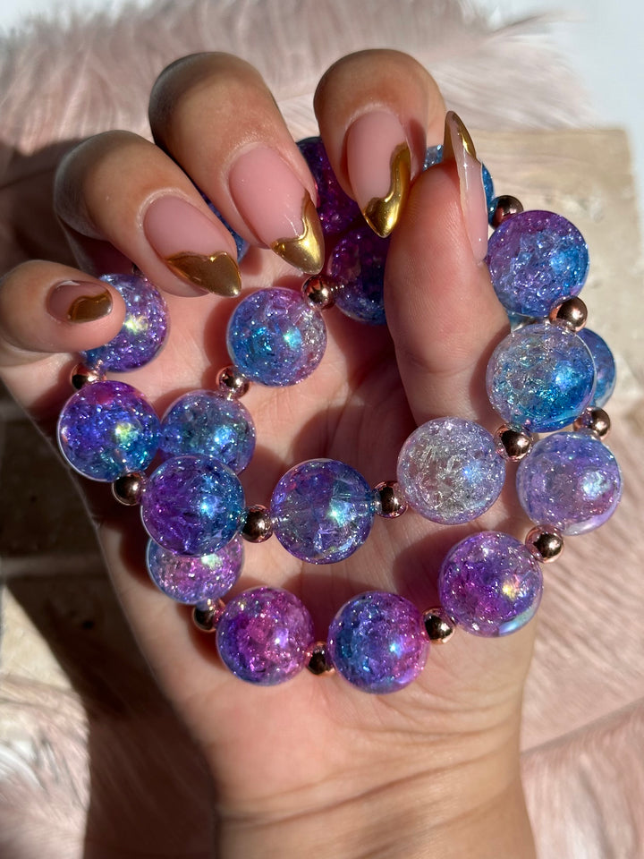 Pink & Blue Crackle Bracelet