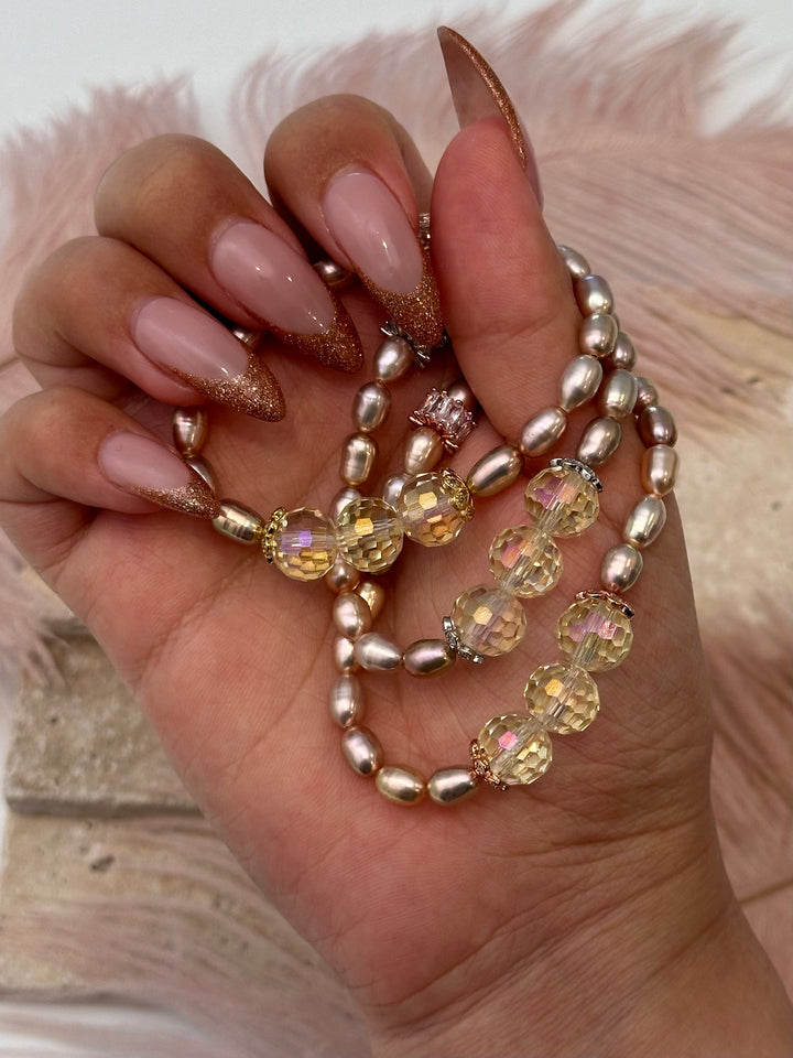 Crystal & Golden Pearl Bracelet
