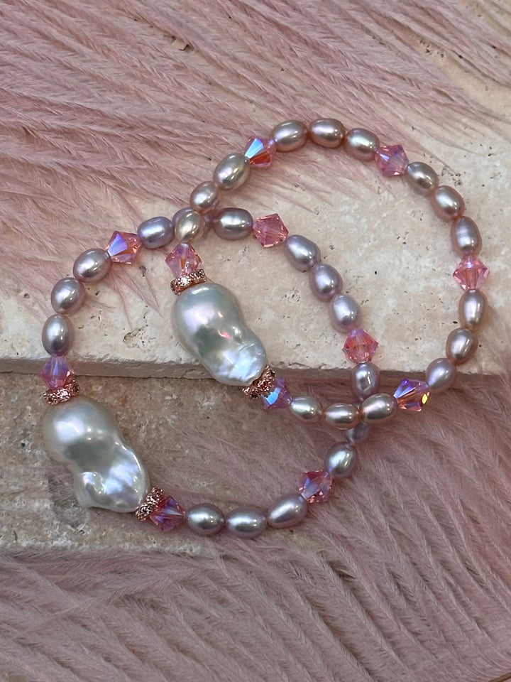 Swarovski & H.Q. Akoya Baroque & Lilac Pearl Bracelet