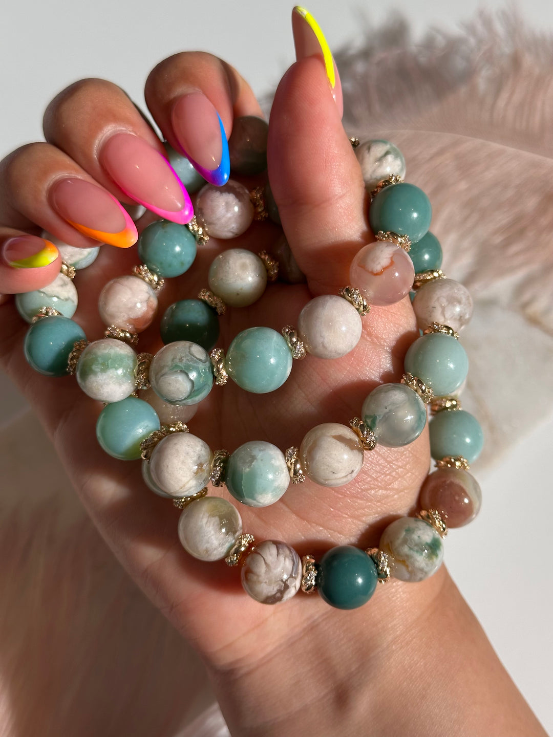 Green Flower Agate Bracelet