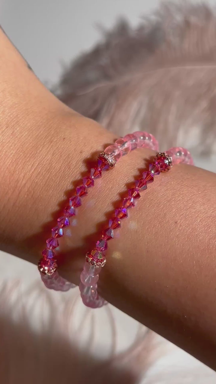 Pink Topaz & Swarovski Bracelet