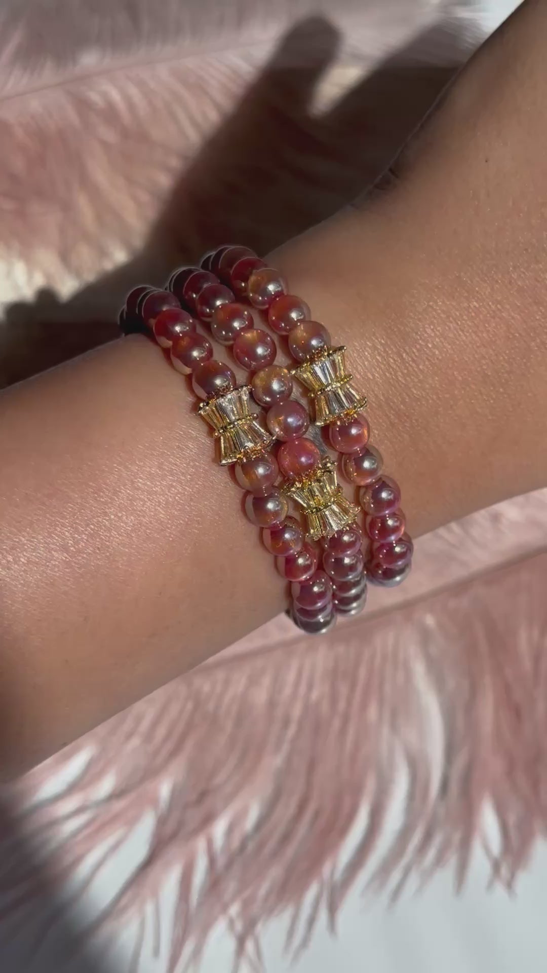 Golden Coral Glitter Bracelet