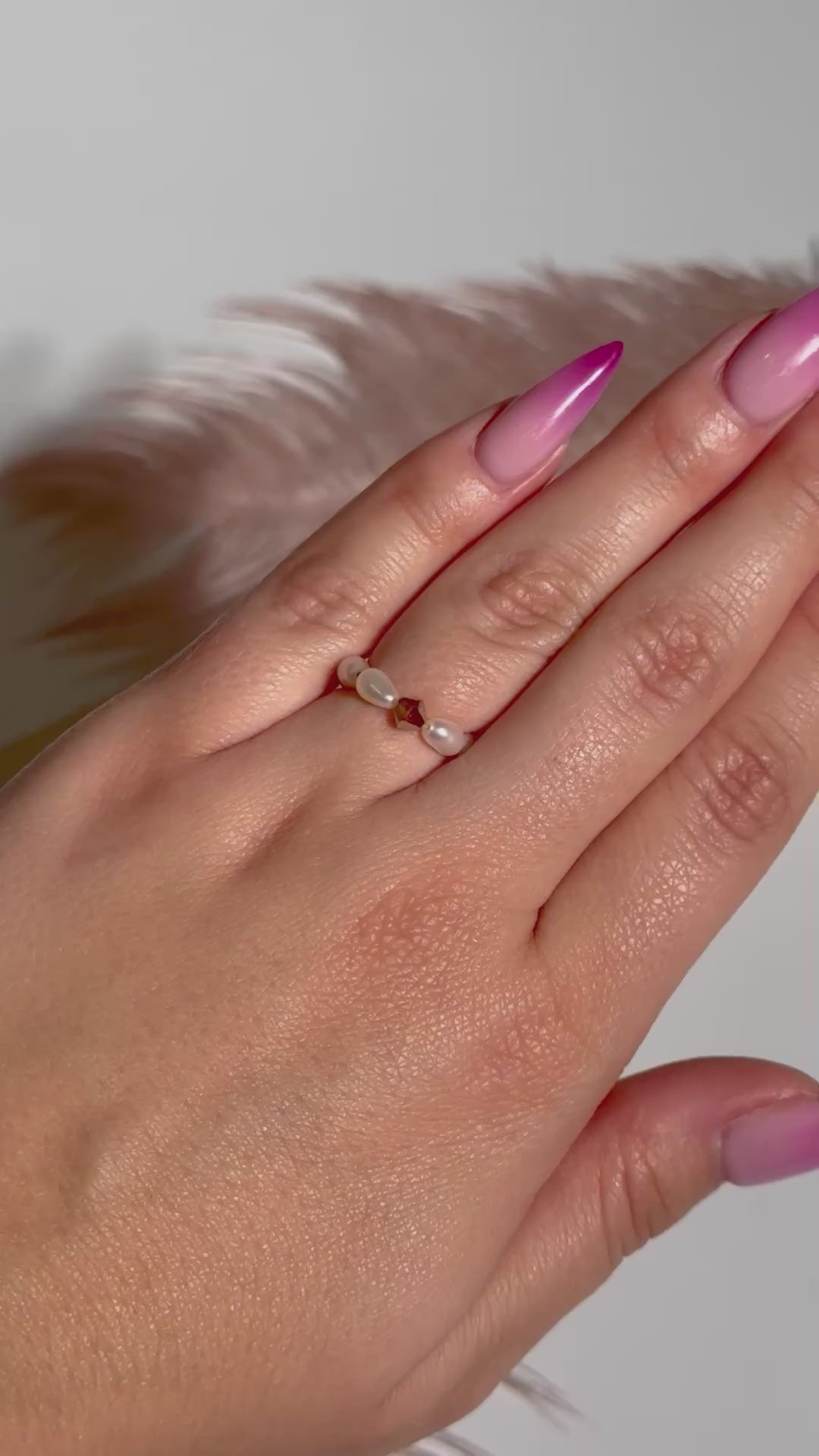 Gold Swarovski & White Pearl Ring