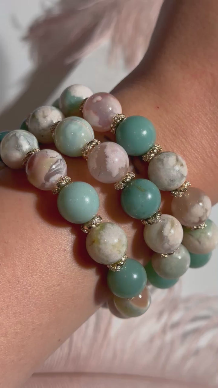 Green Flower Agate Bracelet