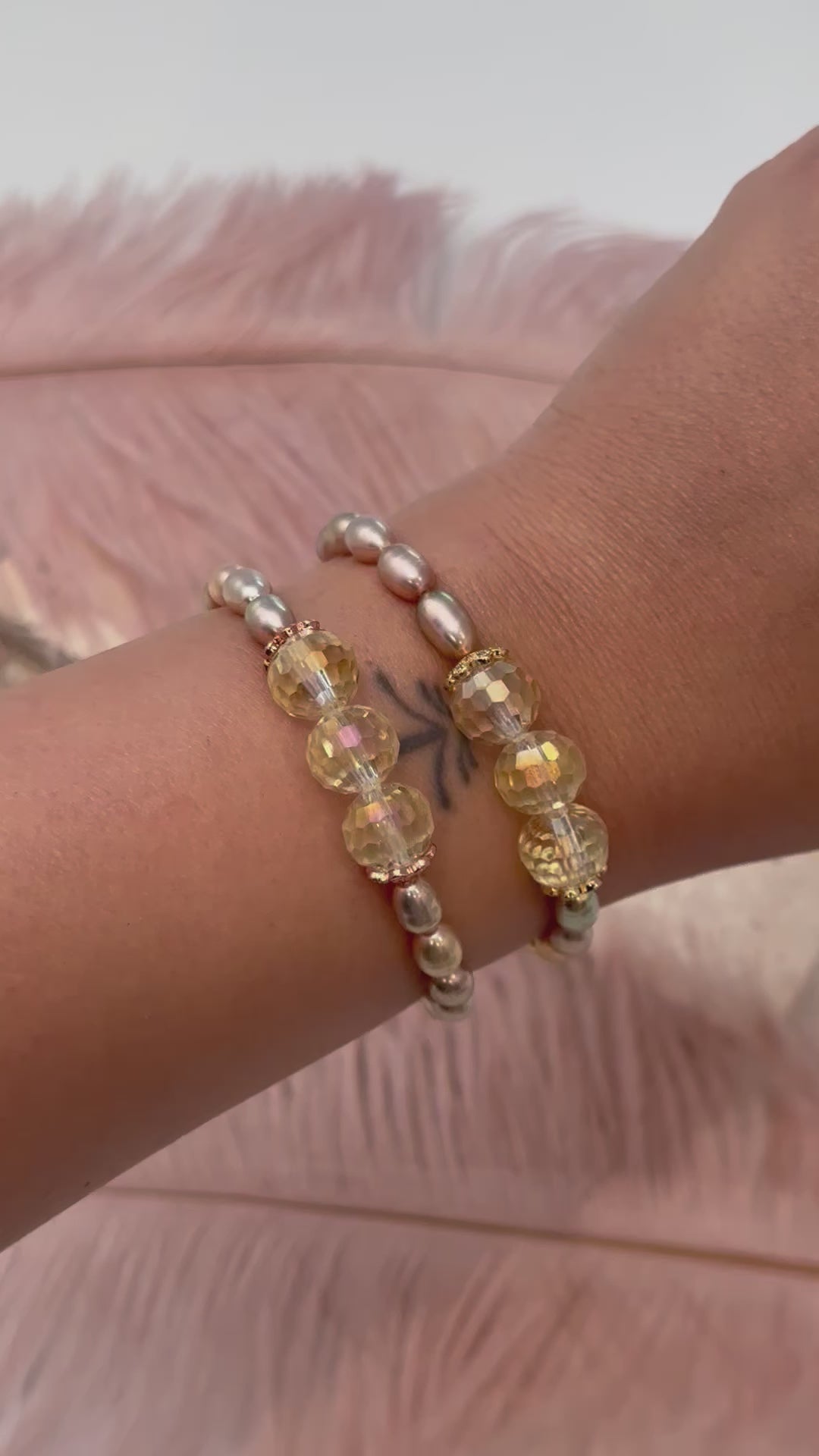 Crystal & Golden Pearl Bracelet