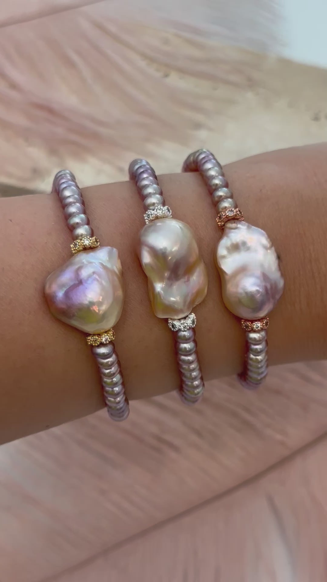 H.Q. Pink Baroque Pearls Bracelet