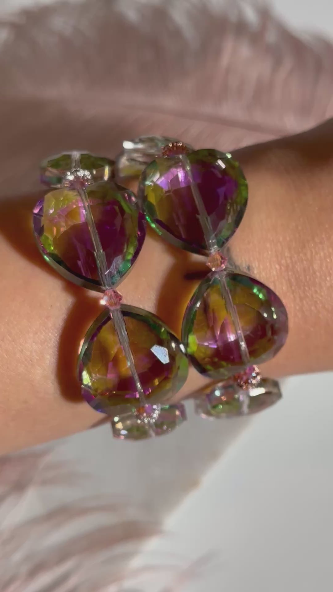 Rainbow Double Heart Bracelet