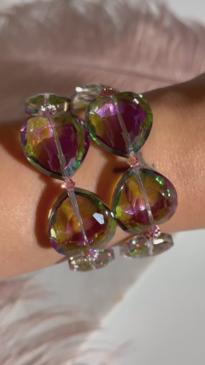 Rainbow Double Heart Bracelet