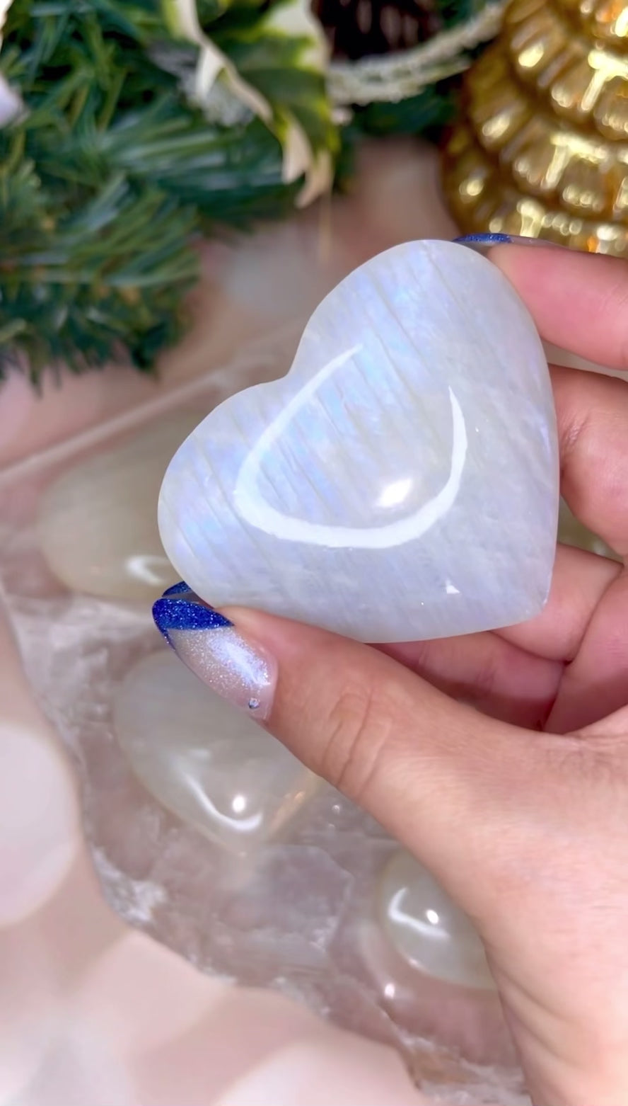 Rainbow Moonstone Hearts