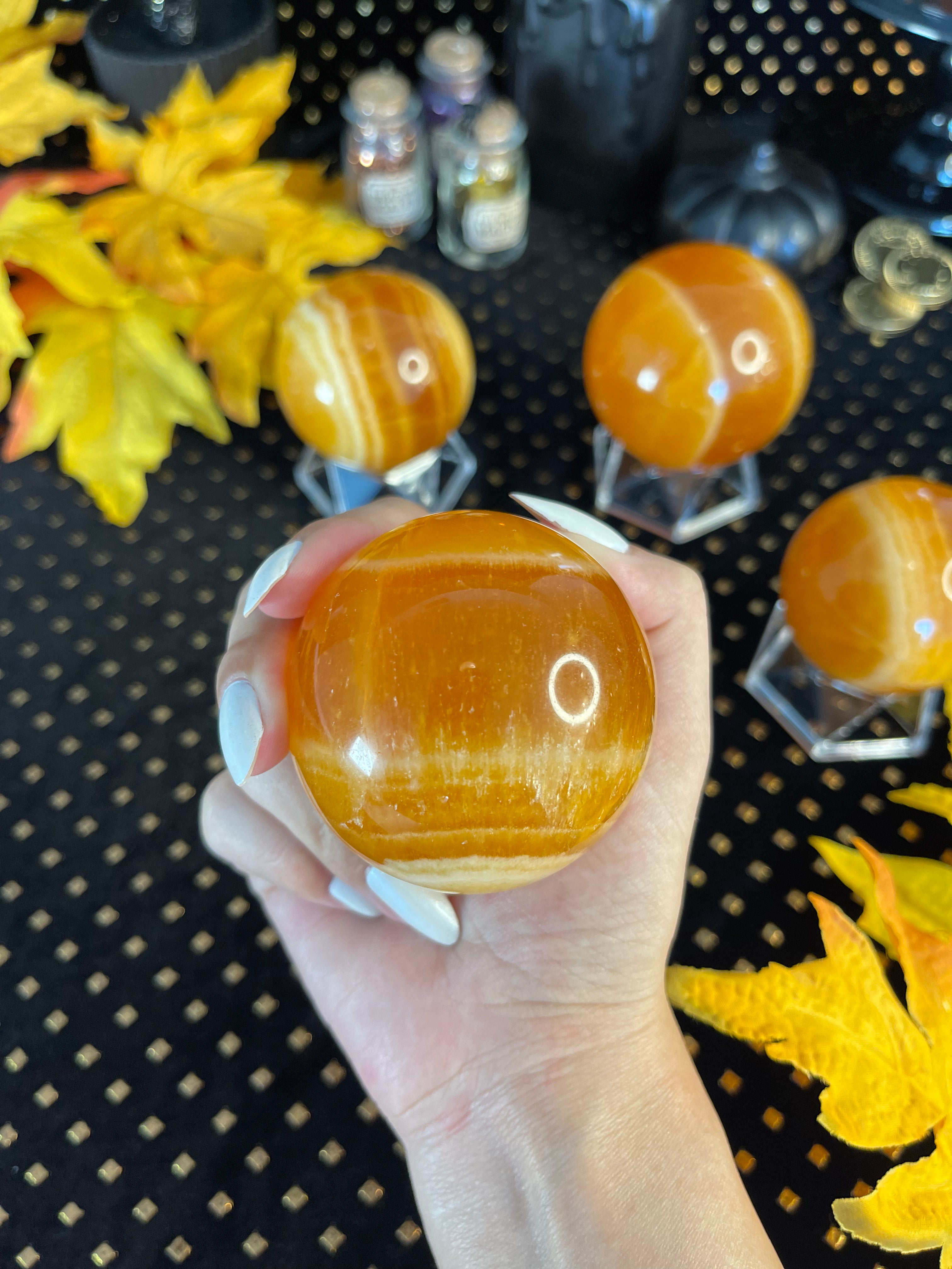 Orange Calcite Crystal Ball