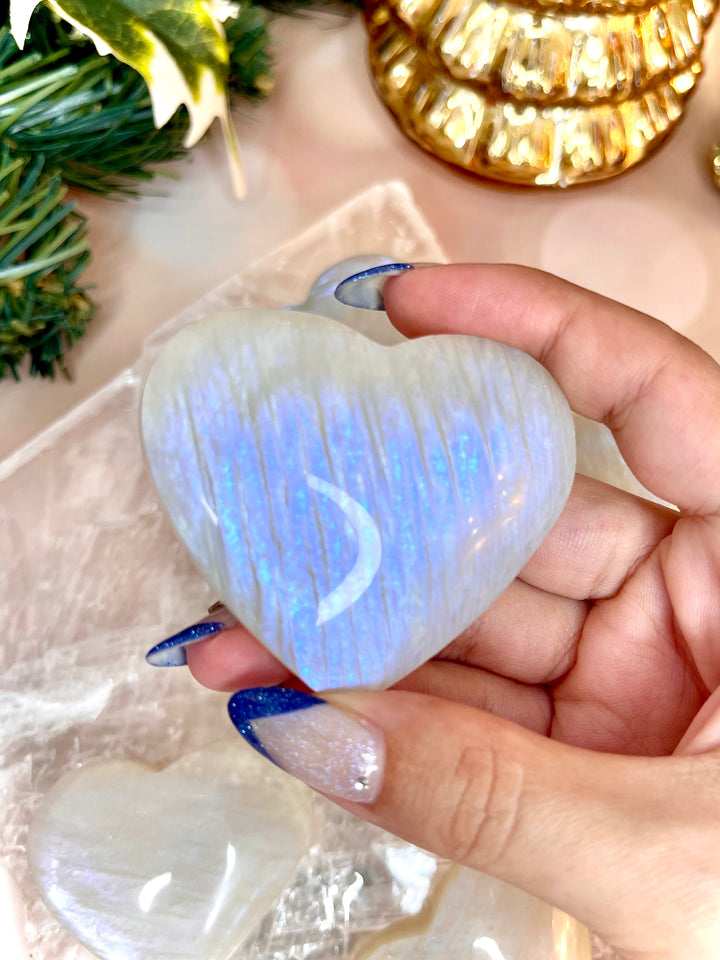 Rainbow Moonstone Hearts